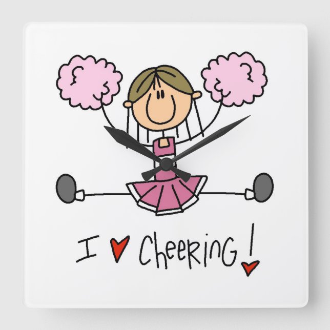 Relógio Quadrado Cheerleader Rosa (Frente)