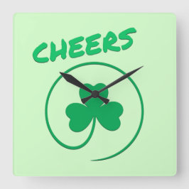 Relógio Quadrado Cheers Irish Clover Shamrock Retro