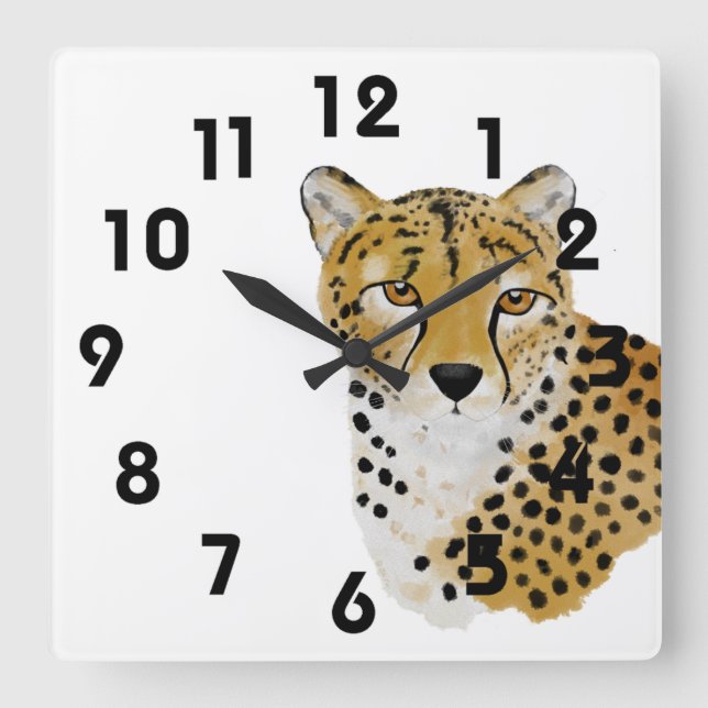 Relógio Quadrado Cheetah Wall Clock (Frente)