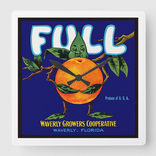 Relógio Quadrado Cheio - Etiqueta de Taxa Laranja (Frente)