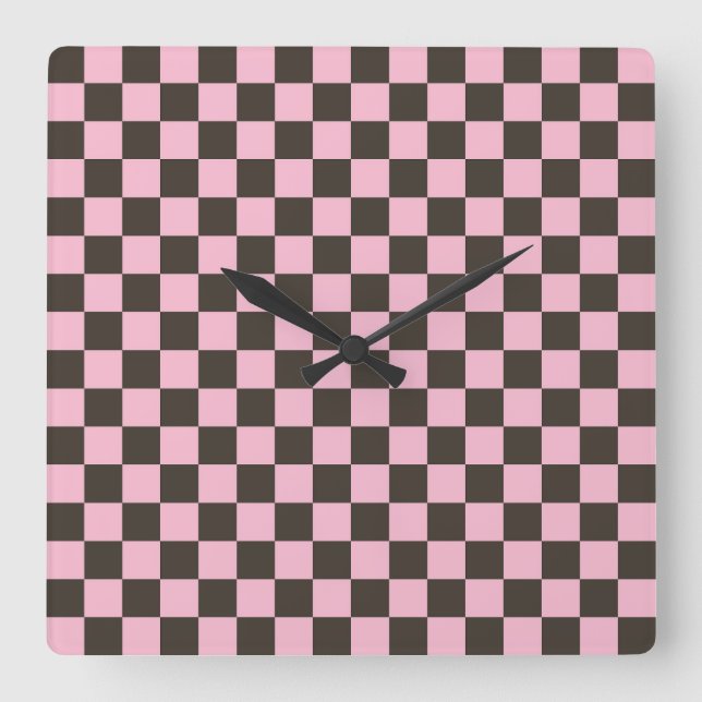 Relógio Quadrado Cherry blossom checkered board pattern (Frente)