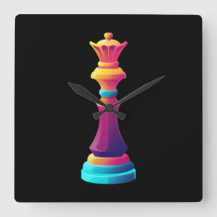 Relógio Quadrado Chess Queen Square Wall Clock