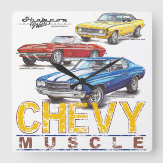 Relógio Quadrado Chevy Muscle Square Clock