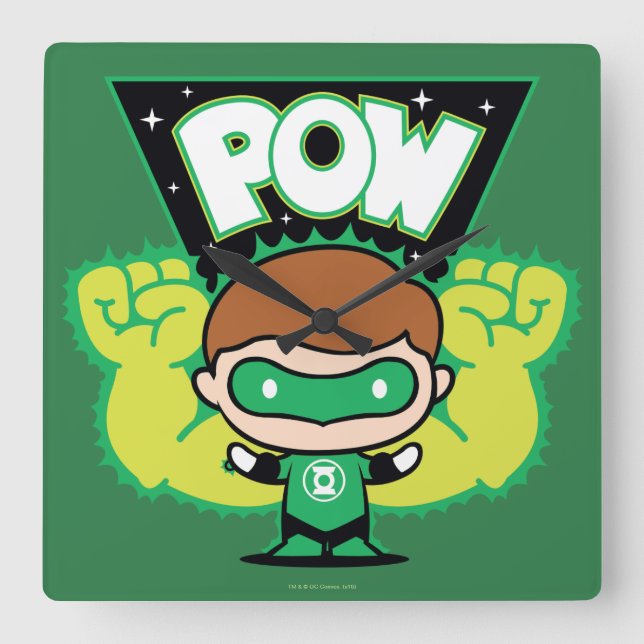 Relógio Quadrado Chibi Green Lantern Forming Giant Fists (Frente)