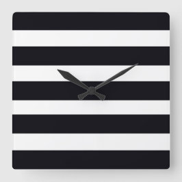 Relógio Quadrado Chic Moderno Simples, Preto E Branco Com Listra Br