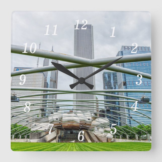 Relógio Quadrado Chicago Pritzker Pavilion Wall Clock (Frente)