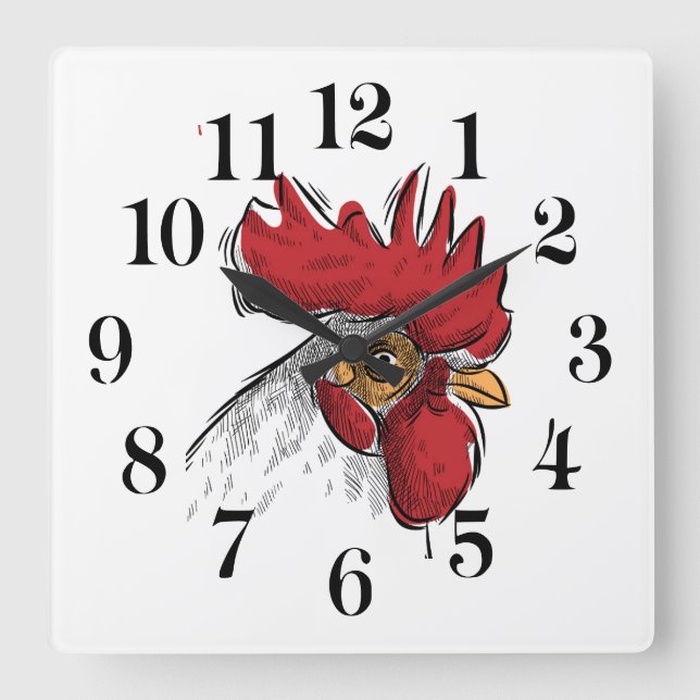 Relógio Quadrado Chicken Head Wall Clock (Frente)