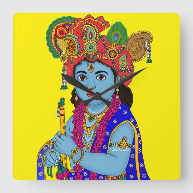 Relógio Quadrado Child Krishna Wall Clock (Frente)