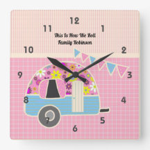 Chique azul-Hipster Retro Campervan cor-de-rosa