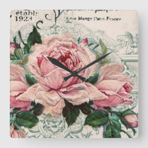 Relógio Quadrado chique, dissociação, vitoriano, chic francês, pa