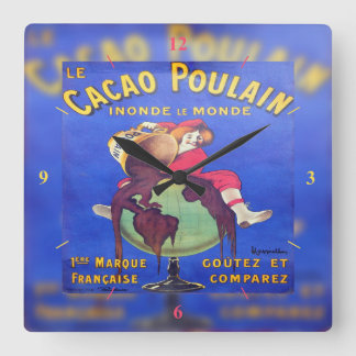 Relógio Quadrado Chocolat, Poster vintage.