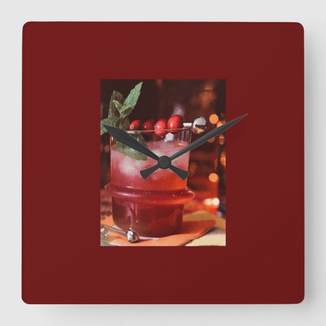 RELÓGIO QUADRADO ***CHRISTMAS COCKTAIL*** CLOCK (Frente)