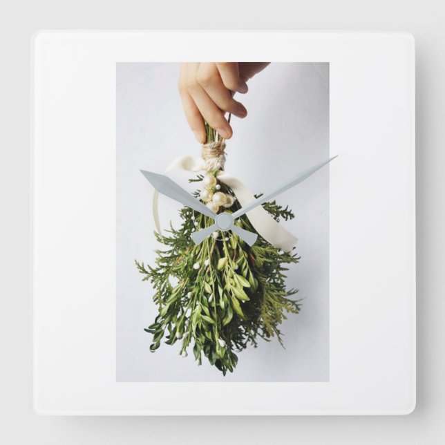 RELÓGIO QUADRADO CHRISTMAS MISTLETOE CLOCK (Frente)