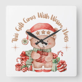 Relógio Quadrado Christmas Teddy Bear Wall Clock Nursery