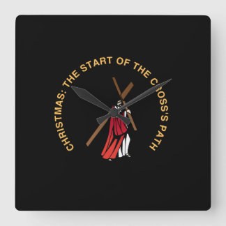 Relógio Quadrado Christmas: The Start of the Cross's Path