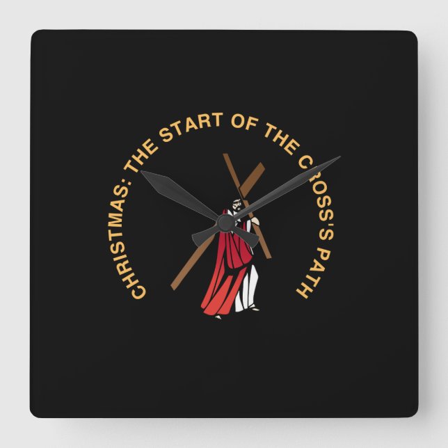 Relógio Quadrado Christmas: The Start of the Cross's Path (Frente)