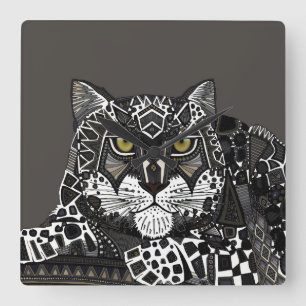 Relógio Quadrado chumbo-leopardo-da-neve