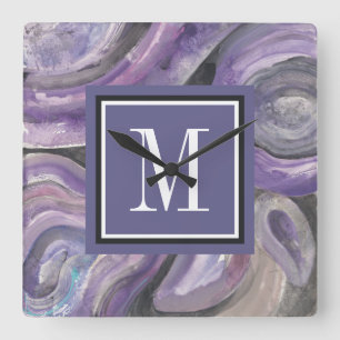 Relógio Quadrado Chuva do círculo do monograma