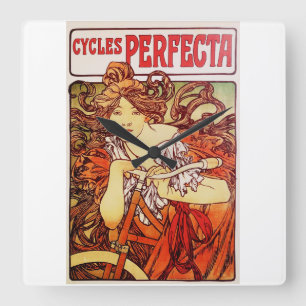 Relógio Quadrado Ciclos Perfecta de Alphonse Mucha