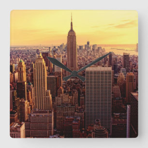 Relógio Quadrado Cidade da skyline de New York com estado do