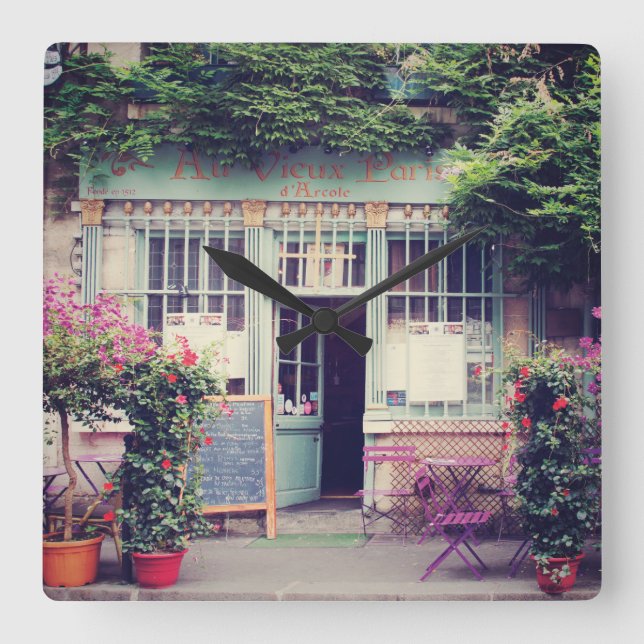 Relógio Quadrado Cidade velha Paris do vintage (Frente)