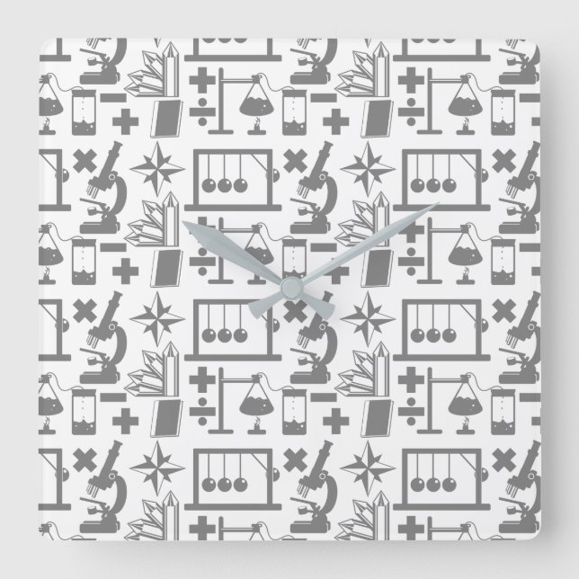 Relógio Quadrado Ciência Biologia Física Geografia Padrão Matemátic (Frente)