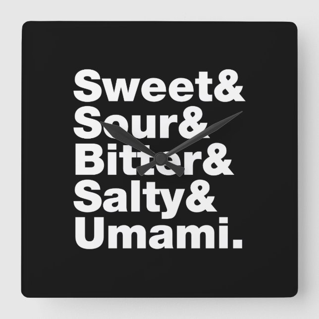 Relógio Quadrado Cinco gostos básicos (Frente)