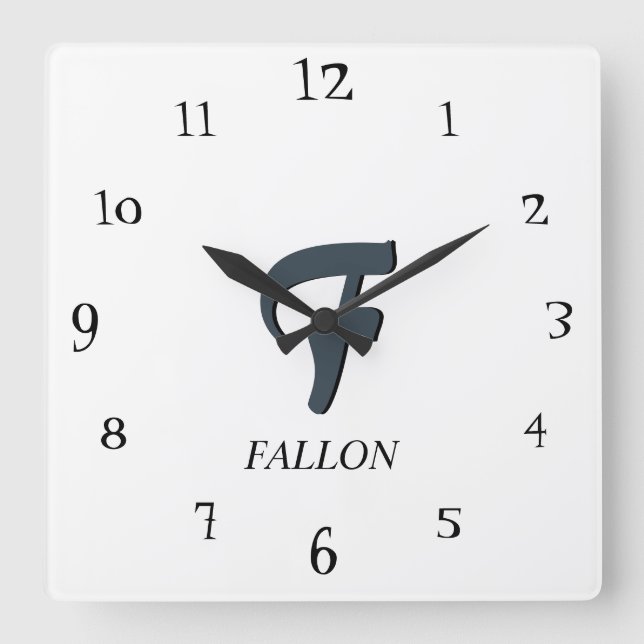 Relógio Quadrado Cinza de carvão preto branco Elegante e  de carvão (Frente)