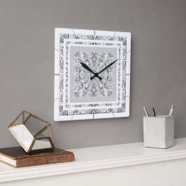 Relógio Quadrado Cinza de rendas cerâmicas
