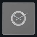 Relógio Quadrado Cinzas Escuras Modernas<br><div class="desc">Relógio moderno das cinzas escuras com padrão geométrico de cinzas claras.</div>