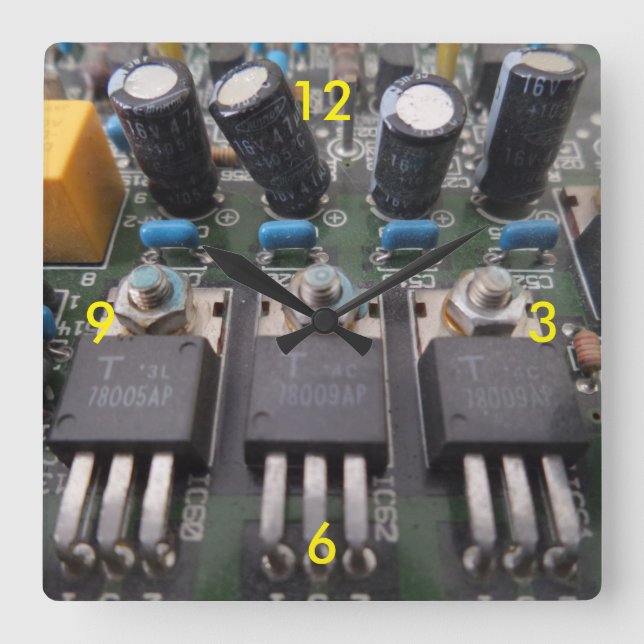 Relógio Quadrado Circuit Clocks (Frente)