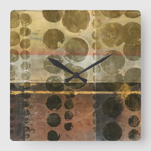 Relógio Quadrado Circular Green Droplets (Frente)