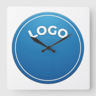 Relógio Quadrado Círculo azul, Logotipo redondo, Selo circular, Bot
