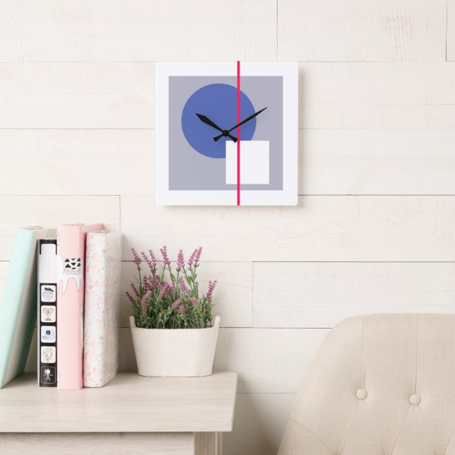 Relógio Quadrado Círculo Flutuante 4 (Sala de leitura)