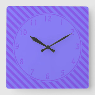 Relógio Quadrado Círculo Roxo com Listras Violetas Diagonais