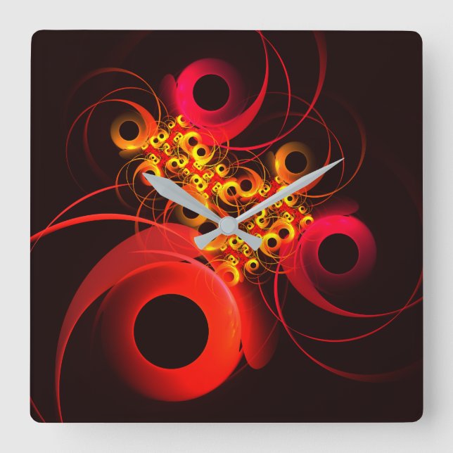 Relógio Quadrado Círculos Coloridos Padrão Moderno de Arte Abstrato (Frente)