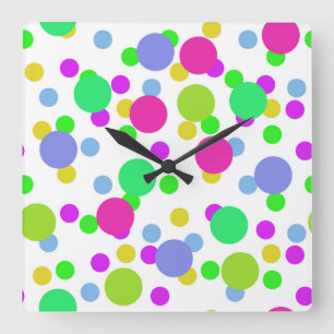 Relógio Quadrado Círculos de abstrato sem costura pontos de confet