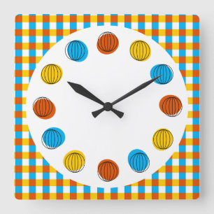 Relógio Quadrado Círculos do globo e verifique o quadrado do reló