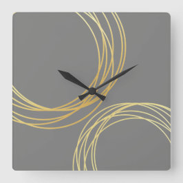 Relógio Quadrado círculos geométricos elegantes de ouro falso moder