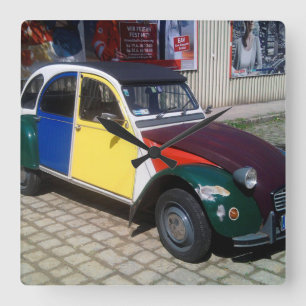 Relógio Quadrado Citroen 2 CV colorido