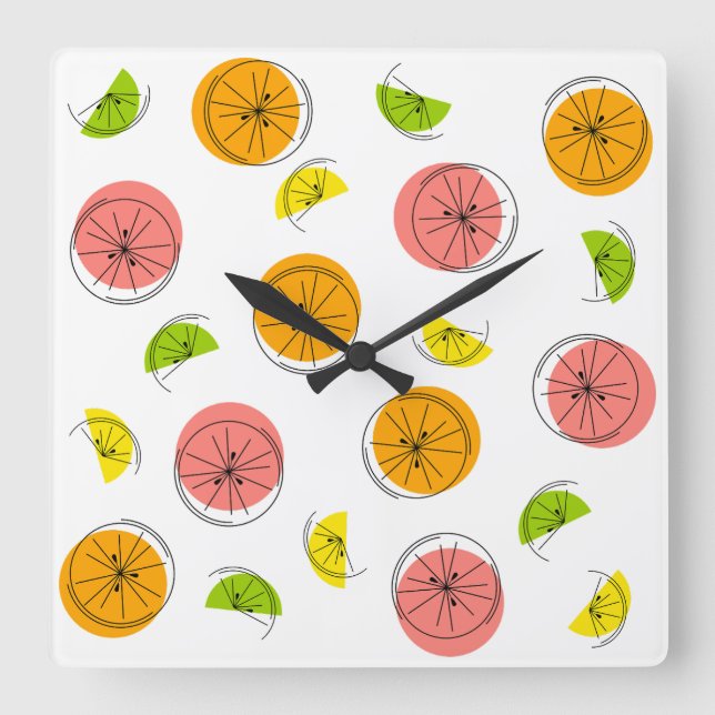 Relógio Quadrado Citrus Multi-clock quadrado (Frente)