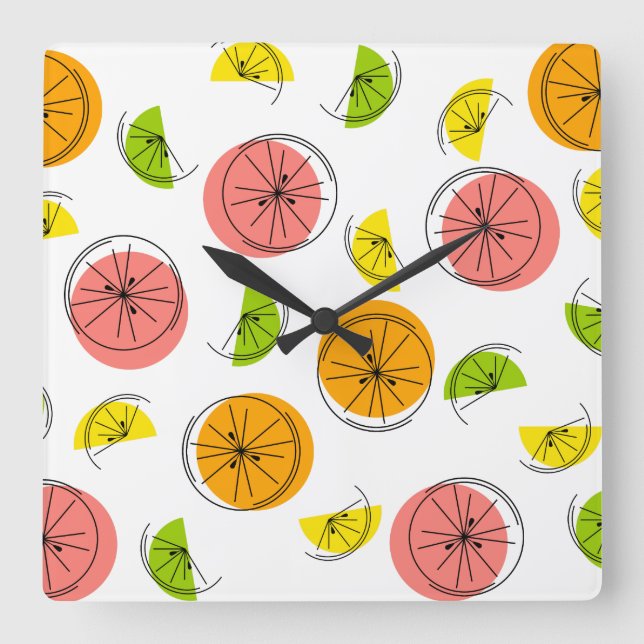 Relógio Quadrado Citrus Multi-clock quadrado (Frente)