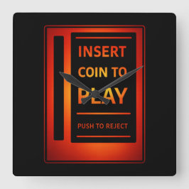 Relógio Quadrado Classic Coin-Op Arcade Wall Clock | Gamer Decor