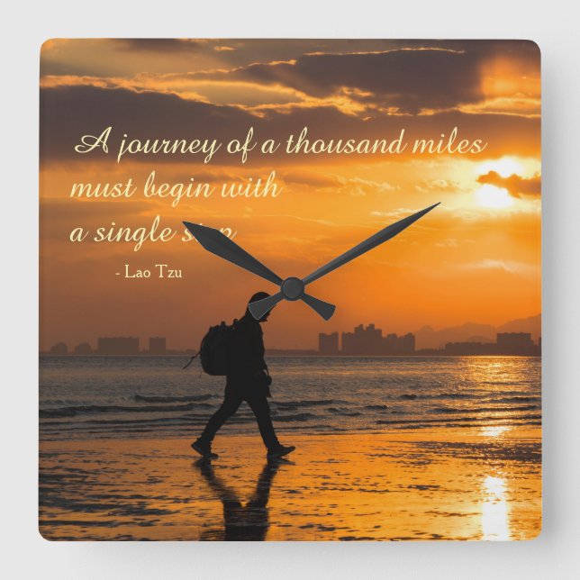 Relógio Quadrado Classic Lao Tzu Journey Quote (Frente)