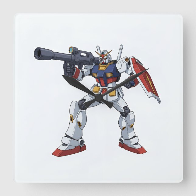 Relógio Quadrado Classic Retro RX-78-2 Gundam Mecha Anime Illustrat (Frente)