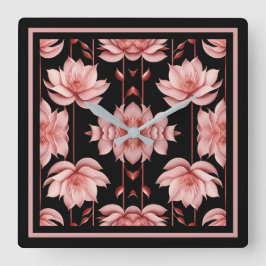 Relógio Quadrado Clássico do Lotus Rosa