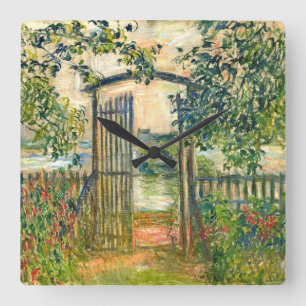 Relógio Quadrado Claude Monet: A porta de jardim em Vetheuil
