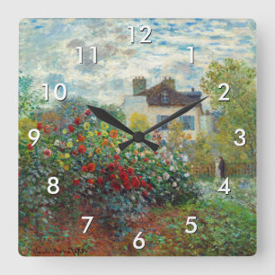 Relógio Quadrado Claude Monet - O Jardim do Artista em Argenteuil