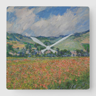 Relógio Quadrado Claude Monet Painting, Poppy Field em Giverny