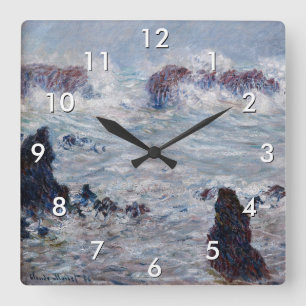 Relógio Quadrado Claude Monet - Tempestade ao largo da costa de Bel